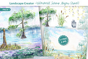 Swamp Landscape & Cliparts, an Illustration by Dora Katona (Thumbnail 1 of 4)