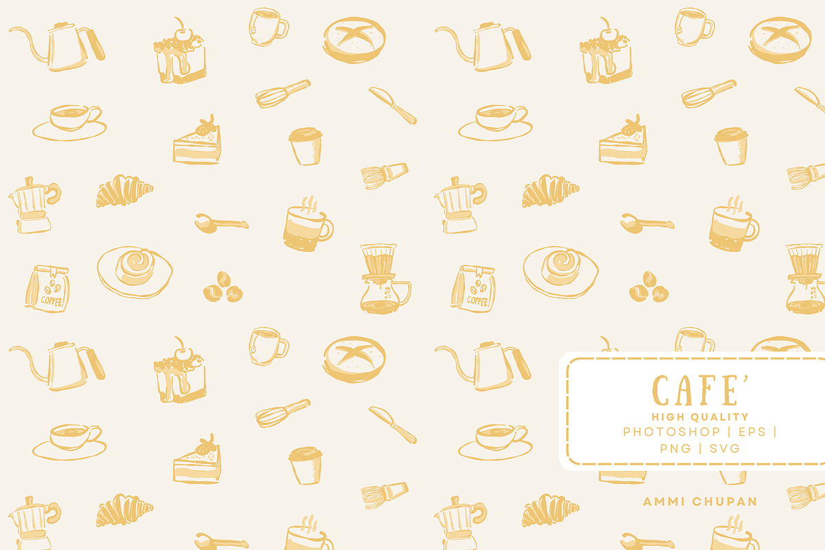 Whimsical Cafe & Bakery Hand-Drawn, a Pattern Graphic by AMMi