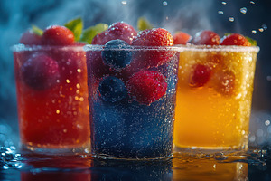 Refreshing fruit drinks with strawbe, a Food & Drink Photo by Pixeness Studio