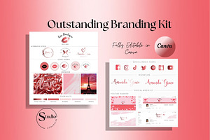 Pink Rose Branding Kit Canva