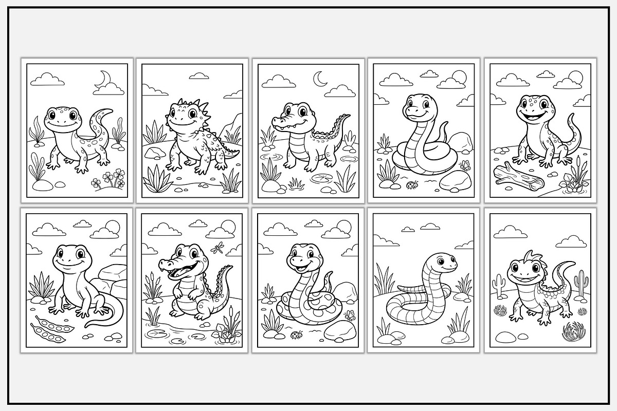 Reptiles & Amphibians Coloring Pages, an Animal Illustration by Lamia Emad (Photo 3 of 5)