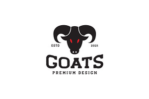 Vintage Head Goat Mount Logo Symbol