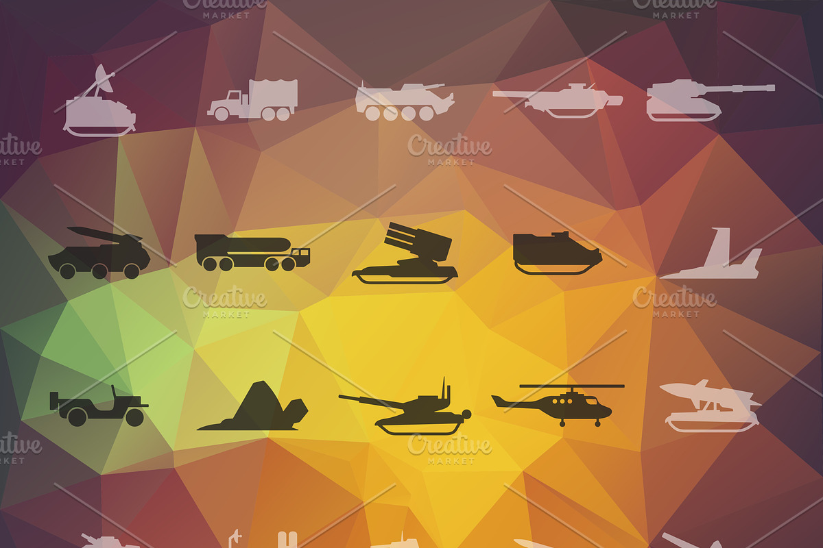 Set of military equipment icons, an Icon by Palau
