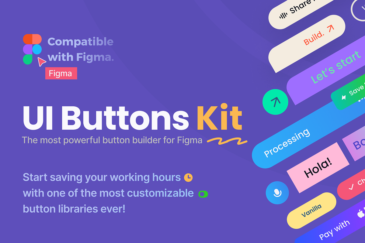 UI Buttons Kit For Figma, an UI Kit Template by 80.design (Photo 3 of 8)