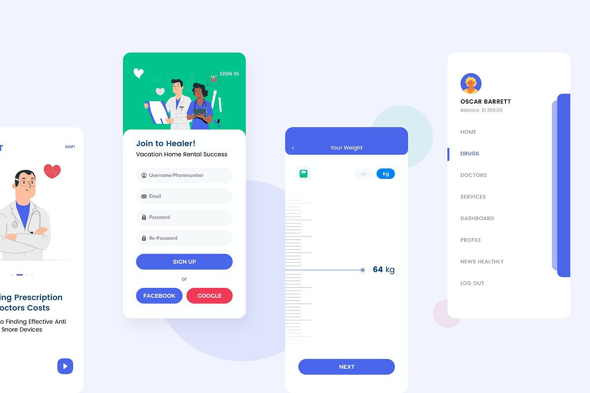Healer 2 Patient Mobile UI KIT, an App Template by No.13 (Photo 6 of 7)
