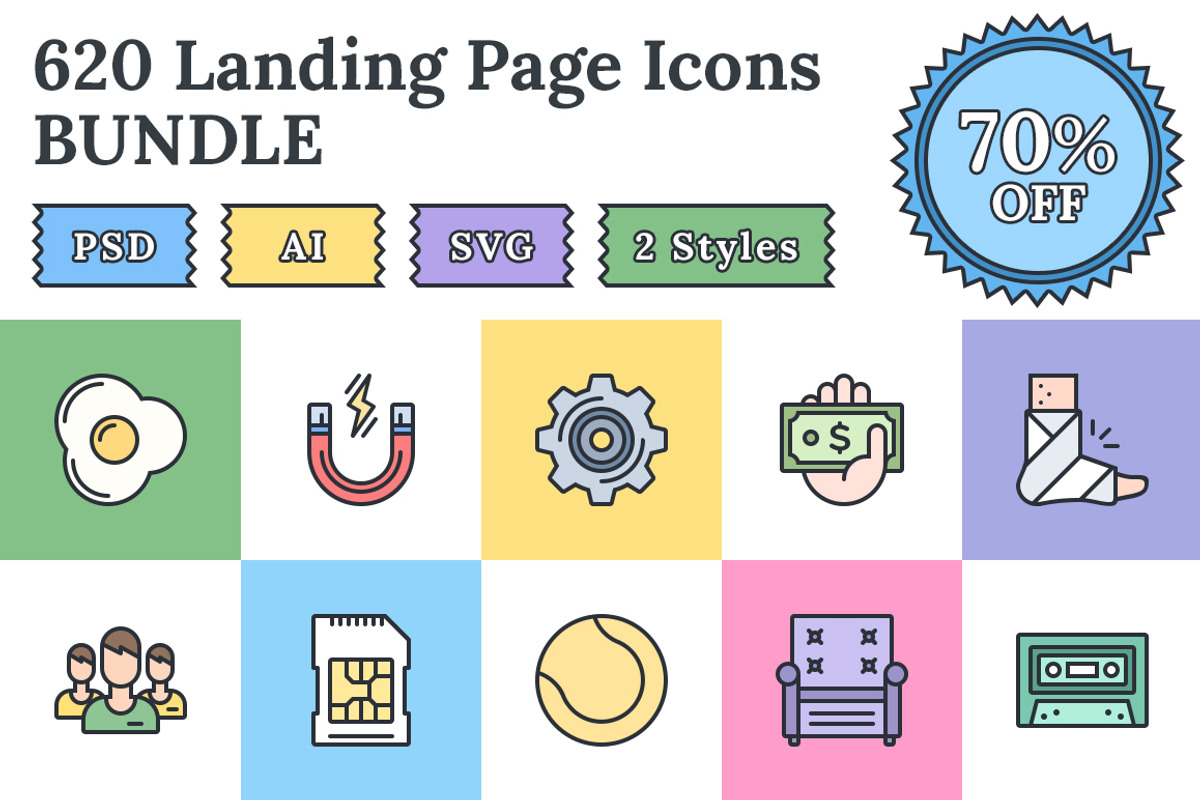 620+ Flat landing page icons, an Icon by EpicShop (Photo 1 of 5)