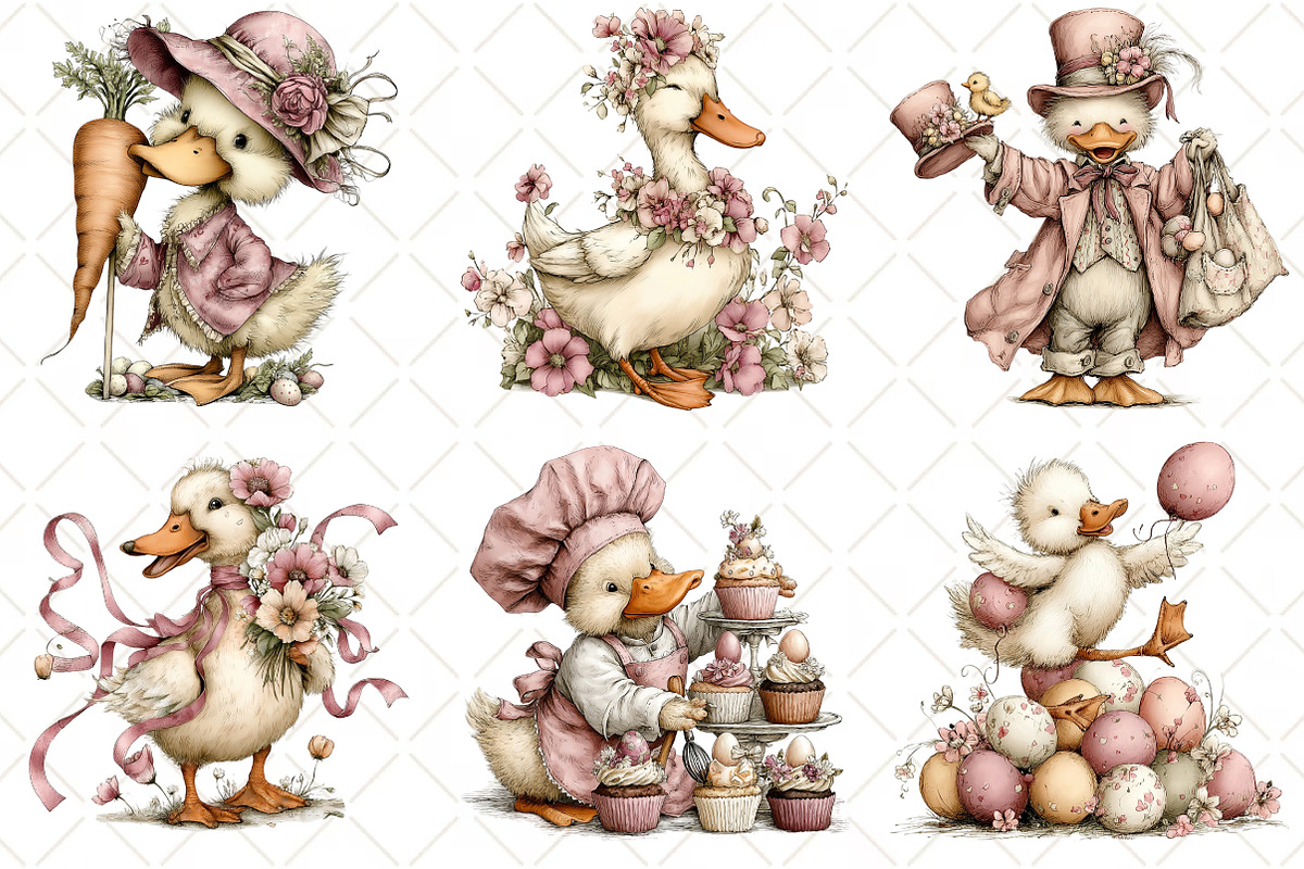 Whimsical Easter Duck Clipart, an Illustration by Black Bird Studio (Photo 4 of 6)