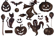 Halloween watercolor set, a Decorative Illustration by Katya Zlobina (Thumbnail 2 of 3)