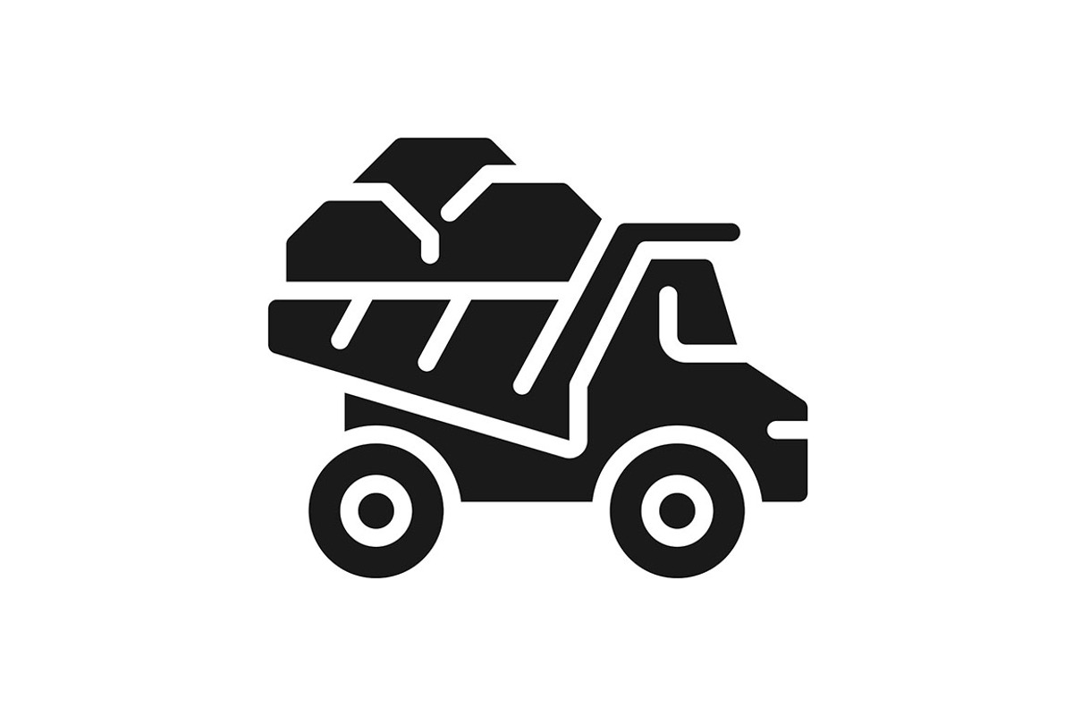 Dump truck black glyph icon, an Icon by IMG Visuals
