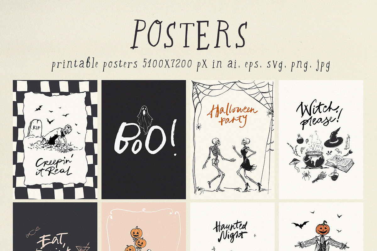 Halloween party vector cute graphics, an Object Illustration by Yuliya Derbisheva (Photo 4 of 13)