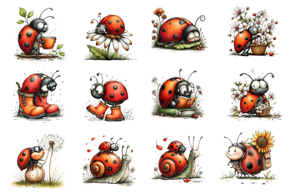 Whimsical Spring Ladybug Clipart, an Illustration by Dream Creation (Photo 4 of 5)