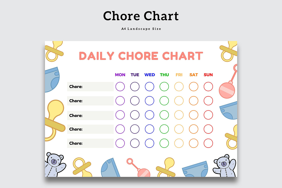 Daily Chore Chart Template, a Stationery Template by Amit Debnath (Photo 1 of 2)