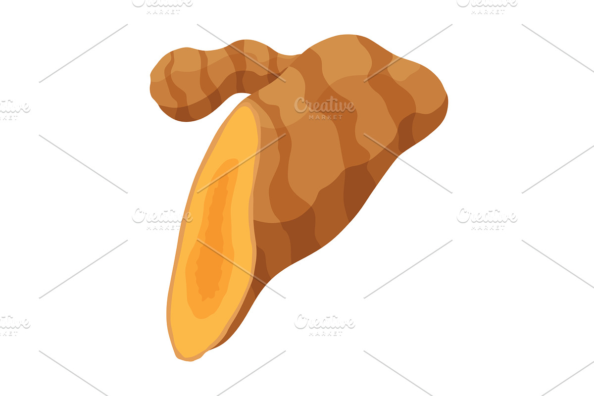 Turmeric root plant, icon. Natural, a Food Illustration by the8monkey