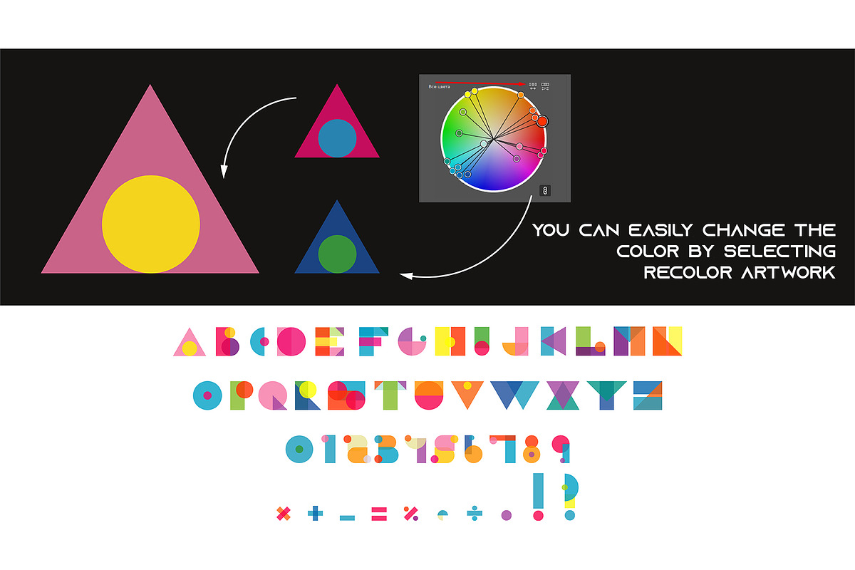 Vector letters Geometric style preview 3