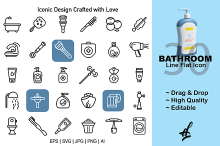 Bathroom icon set