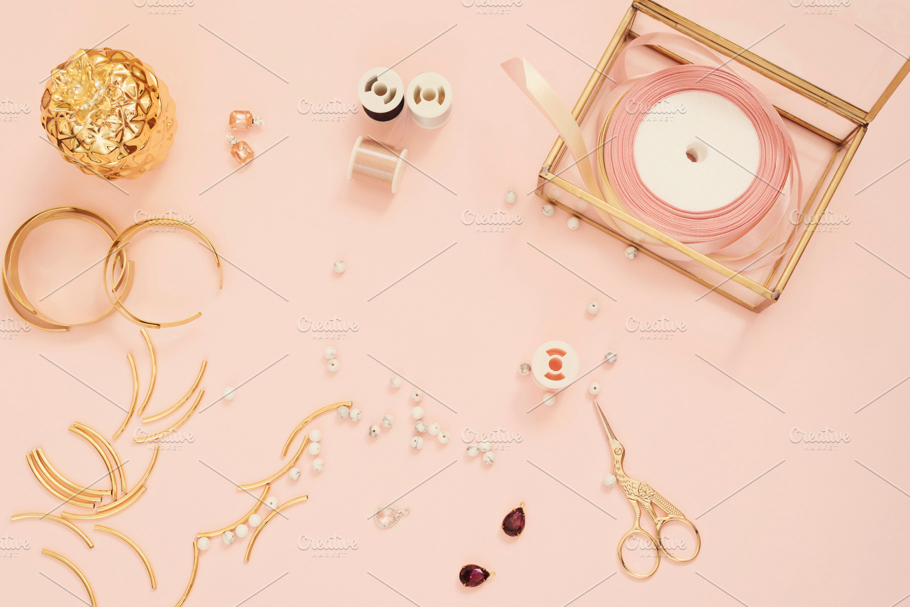 Jewelry designer workplace featuring flowers, concept, and handmade, an Arts & Entertainment Photo by MONNKA