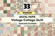 Vintage Cottage Quilt Digital Paper, a Pattern Graphic by LA Design (Thumbnail 1 of 10)