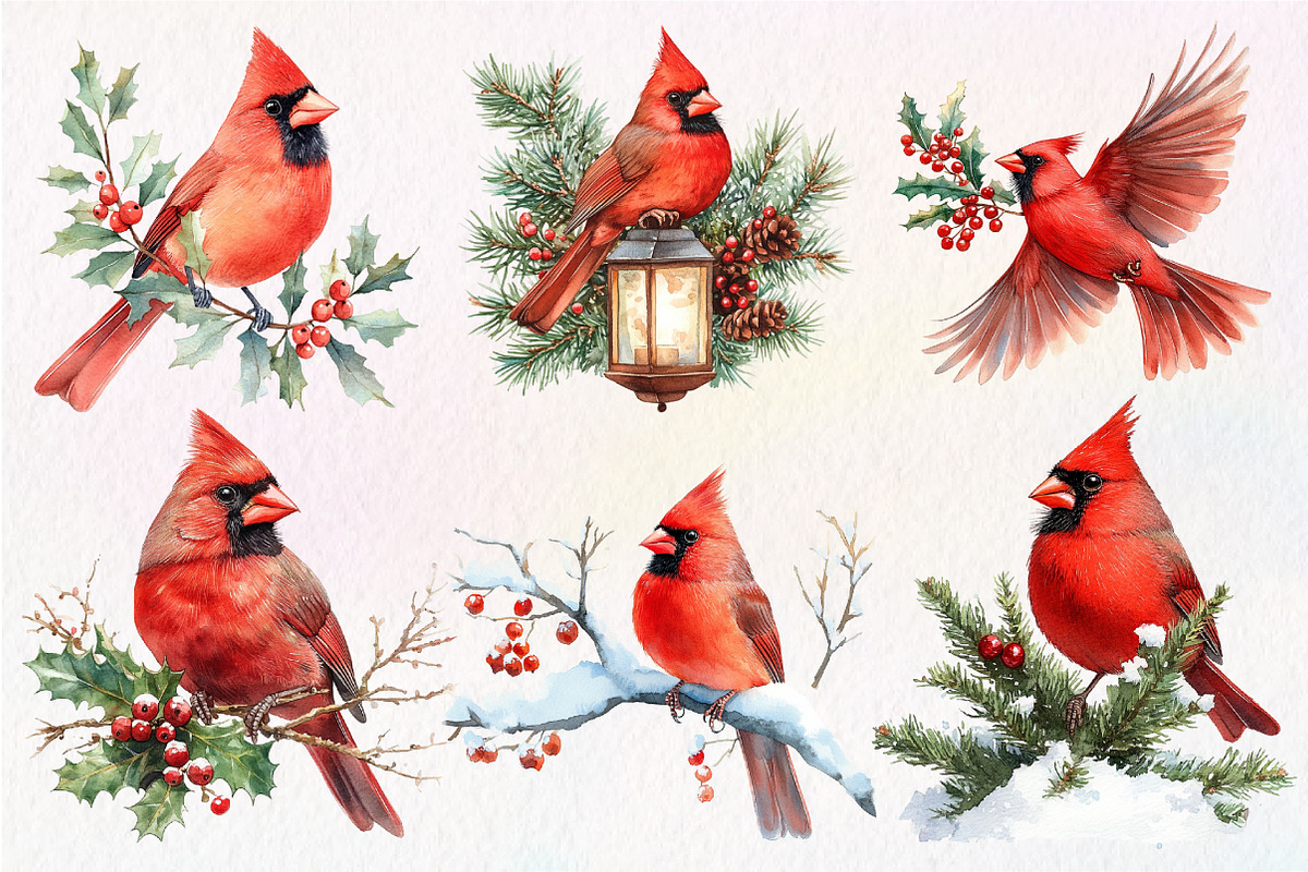 Red Cardinals Christmas Sublimation, an Illustration by Dream Creation (Photo 2 of 7)