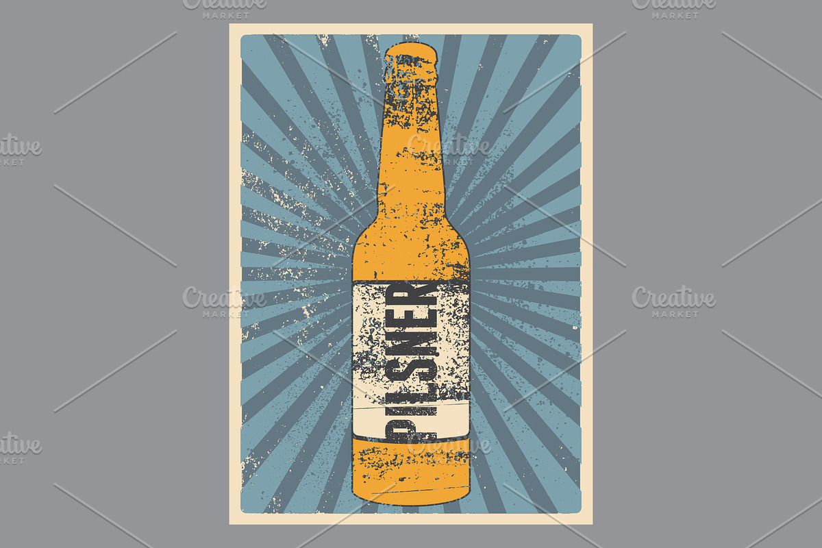 Beer Types grunge vector poster set., a Food Illustration by PoPaShop (Photo 7 of 11)