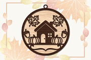 Autumn Cottage Laser Cut SVG, an Object Graphic by DreamPrint404 (Thumbnail 2 of 3)