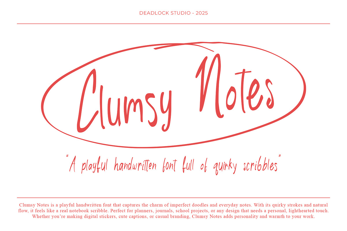 Clumsy Notes, a Handwritten Font by deadlock studio (Photo 1 of 9)