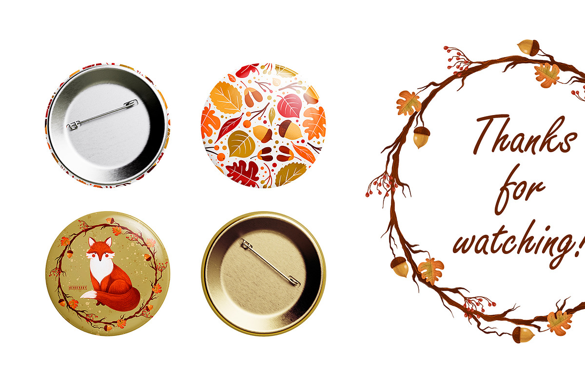 Autumn Set. Fox & Botanical Elements, a Seasonal Illustration by Renberrry.Store (Photo 4 of 4)