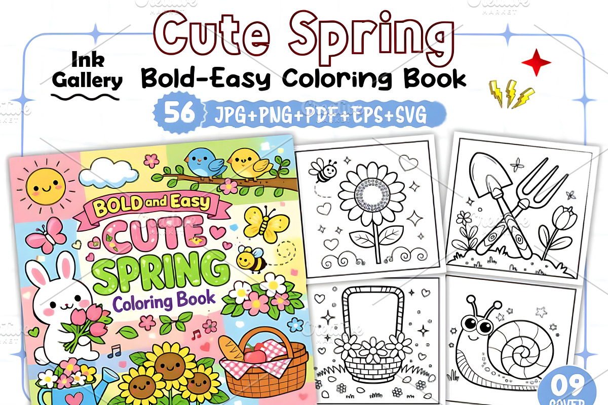 Cute Spring Coloring Pages, an Illustration by Ink Gallery (Photo 1 of 3)