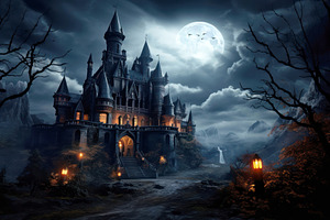 Old Gothic Castle In Haunted Spooky