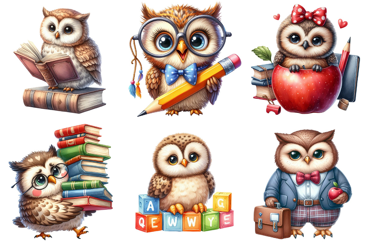 Back to School Owl Clipart, an Illustration by Sublimation Artist (Photo 2 of 6)