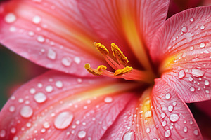 Pink lily flower with water drops, a Nature Photo by MistyDay