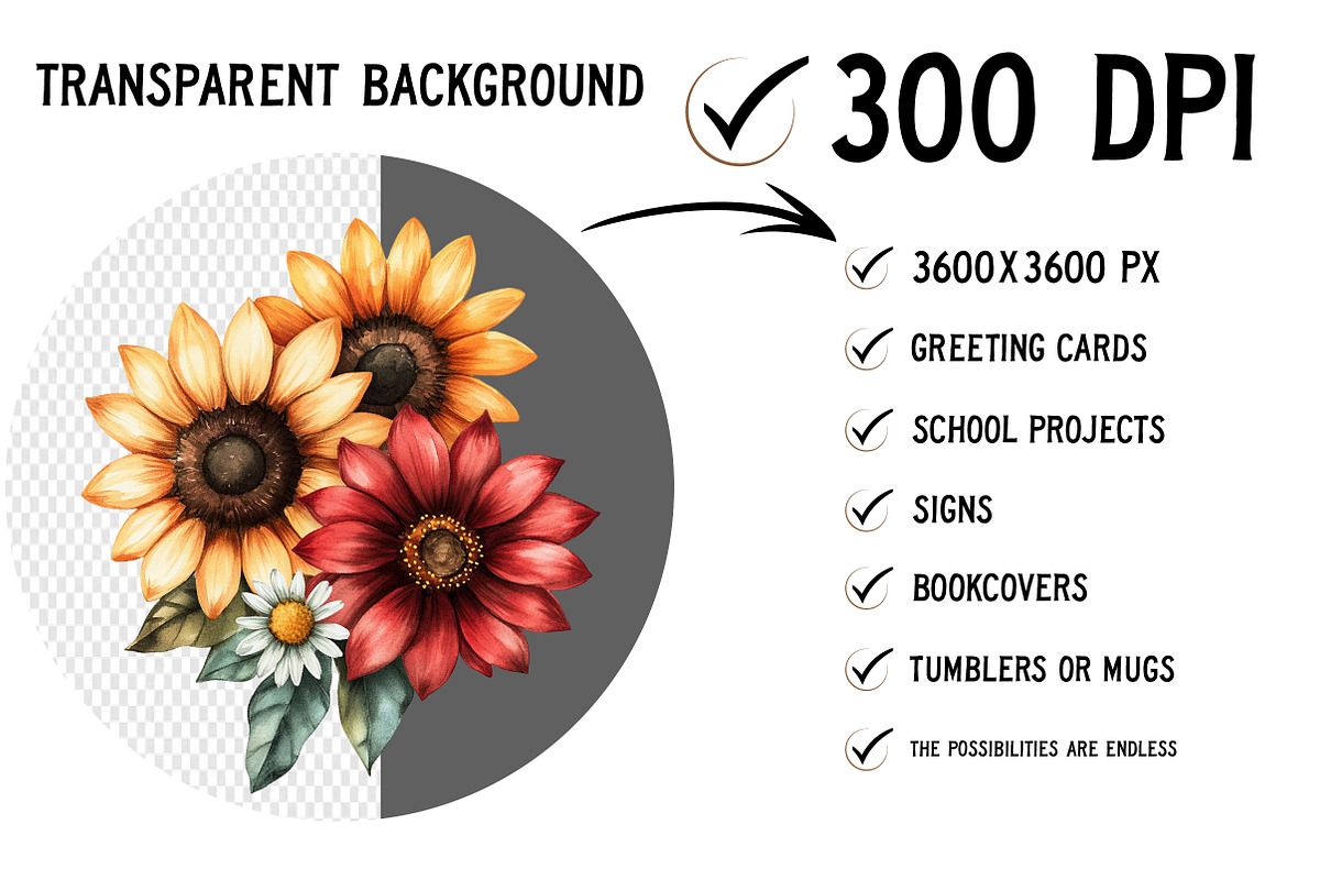 Watercolor Sunflowers Clipart, an Illustration by Craft Nest (Photo 2 of 8)