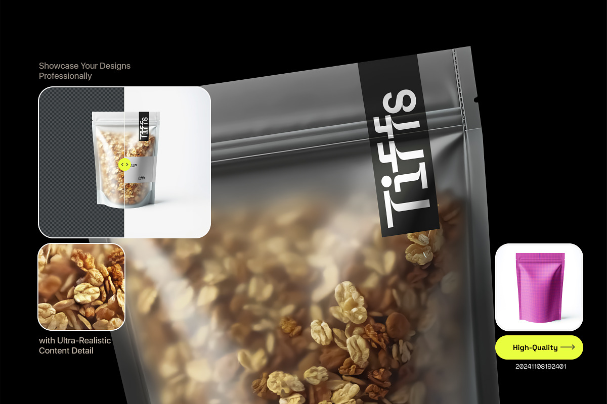 Transparent Granola Packaging Pouch, a Household Mockup by TIFFS (Photo 3 of 5)