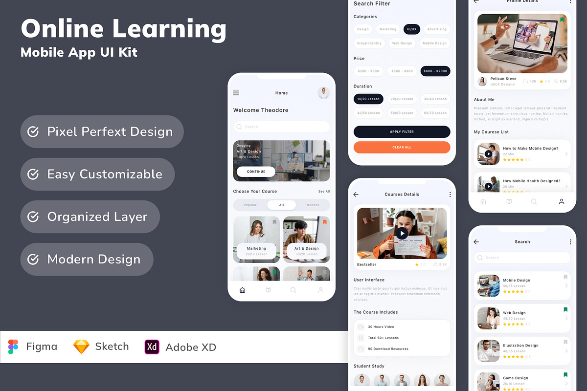 Online Learning Mobile App UI Kit, an UI Kit Template by Betush (Photo 3 of 3)