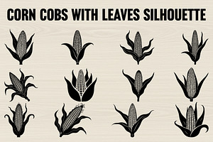 Vintage Corn Cob Silhouette Design, an Illustration by Designer_Momina