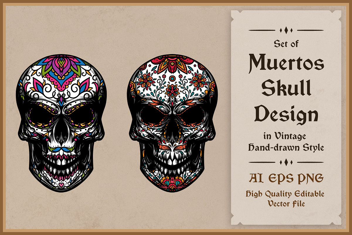 Muertos Skull Design Vector, an Illustration by vectstudio (Photo 1 of 3)