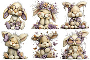Whimsical Bunny Clipart, an Illustration by Pixels.Craft (Thumbnail 4 of 5)