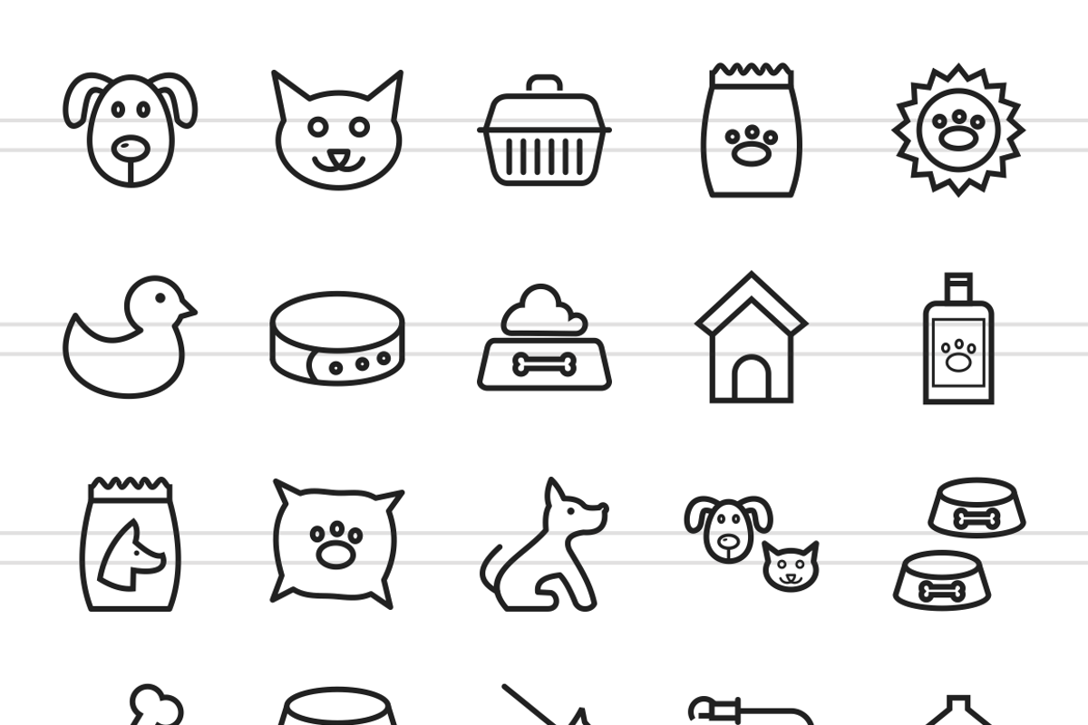 50 Pet Shop Line Icons, an Outline Icon by IconBunny