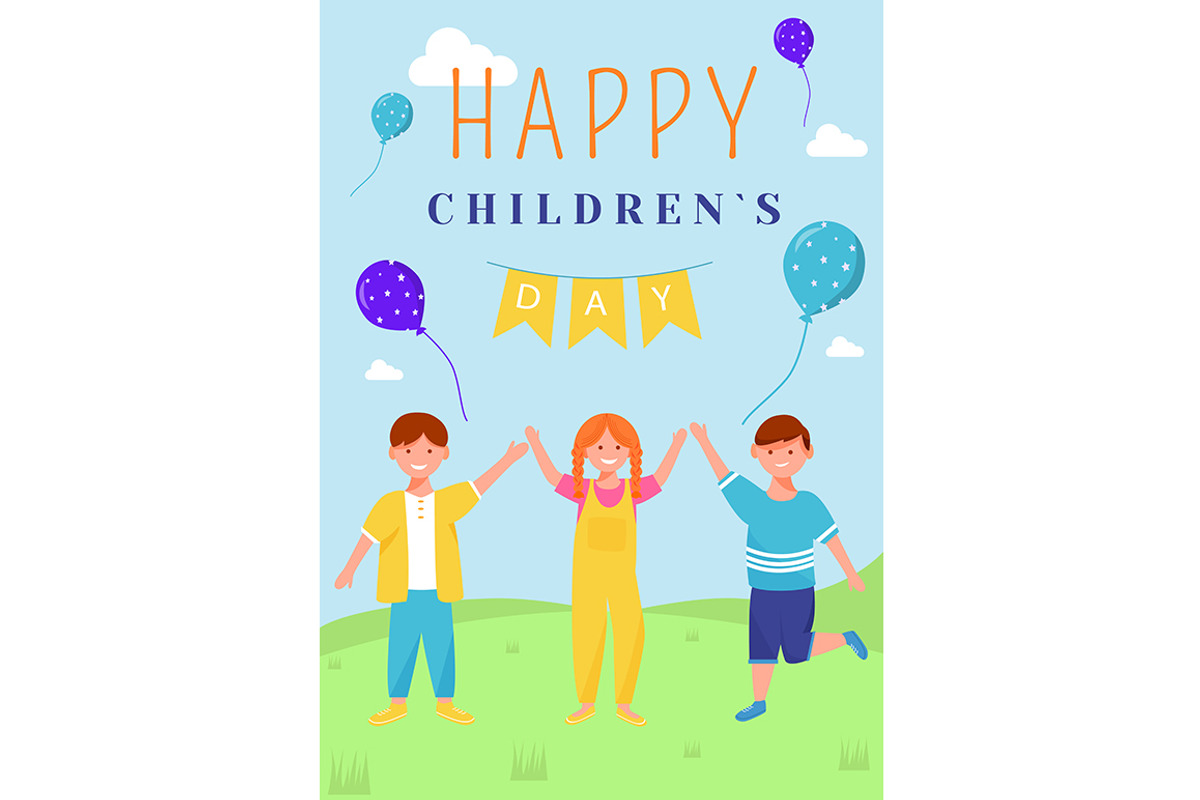 Happy childrens day greeting card, a Poster Template by IMG visuals characters