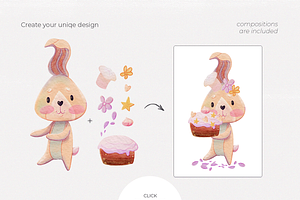 Watercolor Rabbit Cooking For Easter