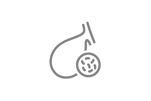 Gallbladder with bacteria line icon, an Object Illustration by GraphiShop