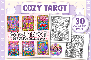 Cozy Tarot Coloring Book, a Decorative Illustration by HueNestify