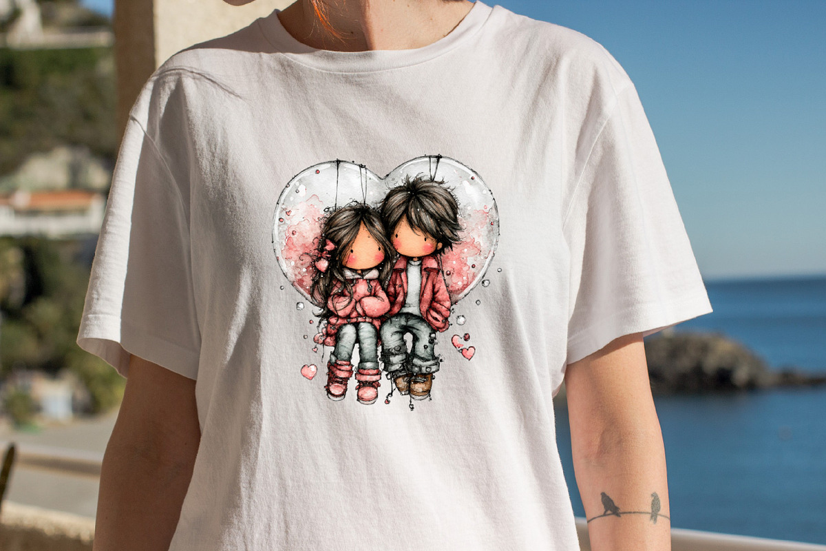 Whimsical Valentine Couple Clipart B, an Illustration by SVGArt (Photo 7 of 8)