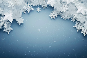 Christmas card with paper cut snowflakes and copy space to put text