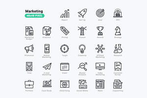 Marketing thin line icons, an Outline Icon by PureSolution