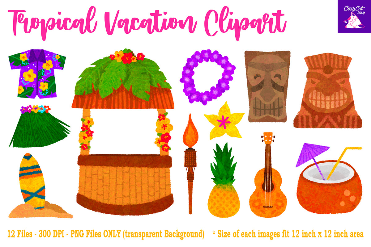 Tropical Vacation Clipart, an Object Illustration by Cozy Cat Design (Photo 3 of 3)