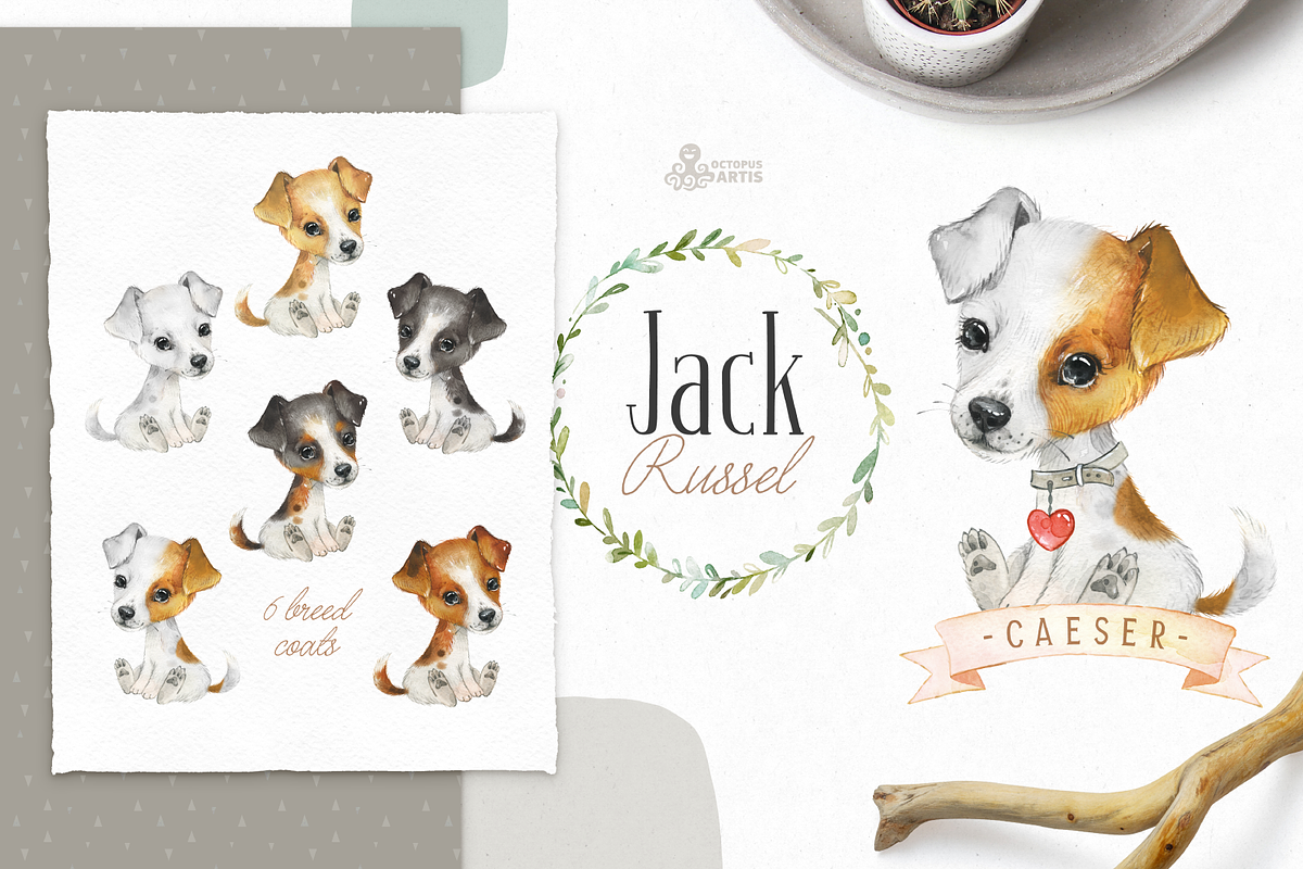 Puppy Paws 4. Watercolor Collection, an Illustration by OctopusArtis (Photo 2 of 11)