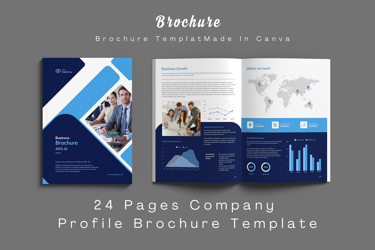 Company Profile Brochure Canva, a Brochure Template by TheBrightGrap (Photo 7 of 8)