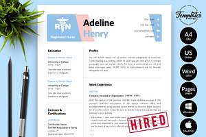 Nurse CV Bundle / Resume - Adeline