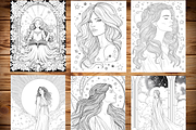 Celestial Tarot Card Coloring Pages, a Print Template by LA Design (Thumbnail 2 of 10)
