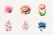 Blush and Blue Leaves Florals, a Seasonal Illustration by CreationArt (Thumbnail 2 of 7)